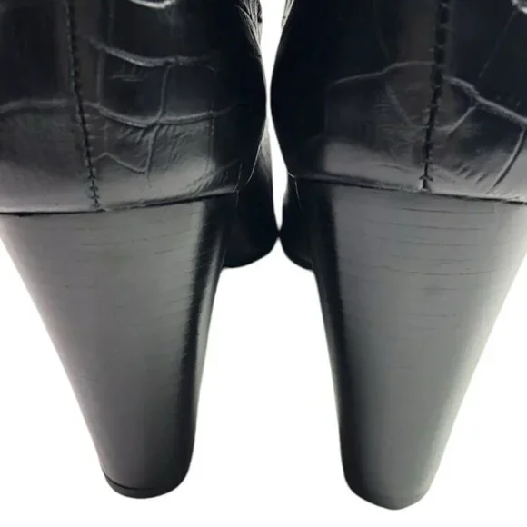 Matisse‎ X Understated Black Leather Boot Done N Dusted Suede Pointy Toe Western - Picture 8 of 10
